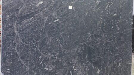 Storm Black granite slab with grey veining, batch 1032B-4G
