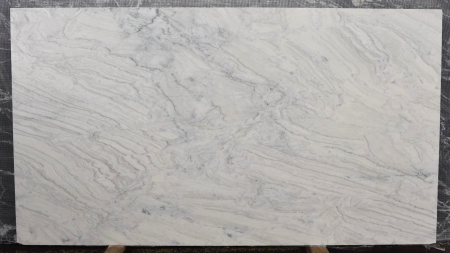Tempest White honed marble slab with grey veining, batch 1514-3M