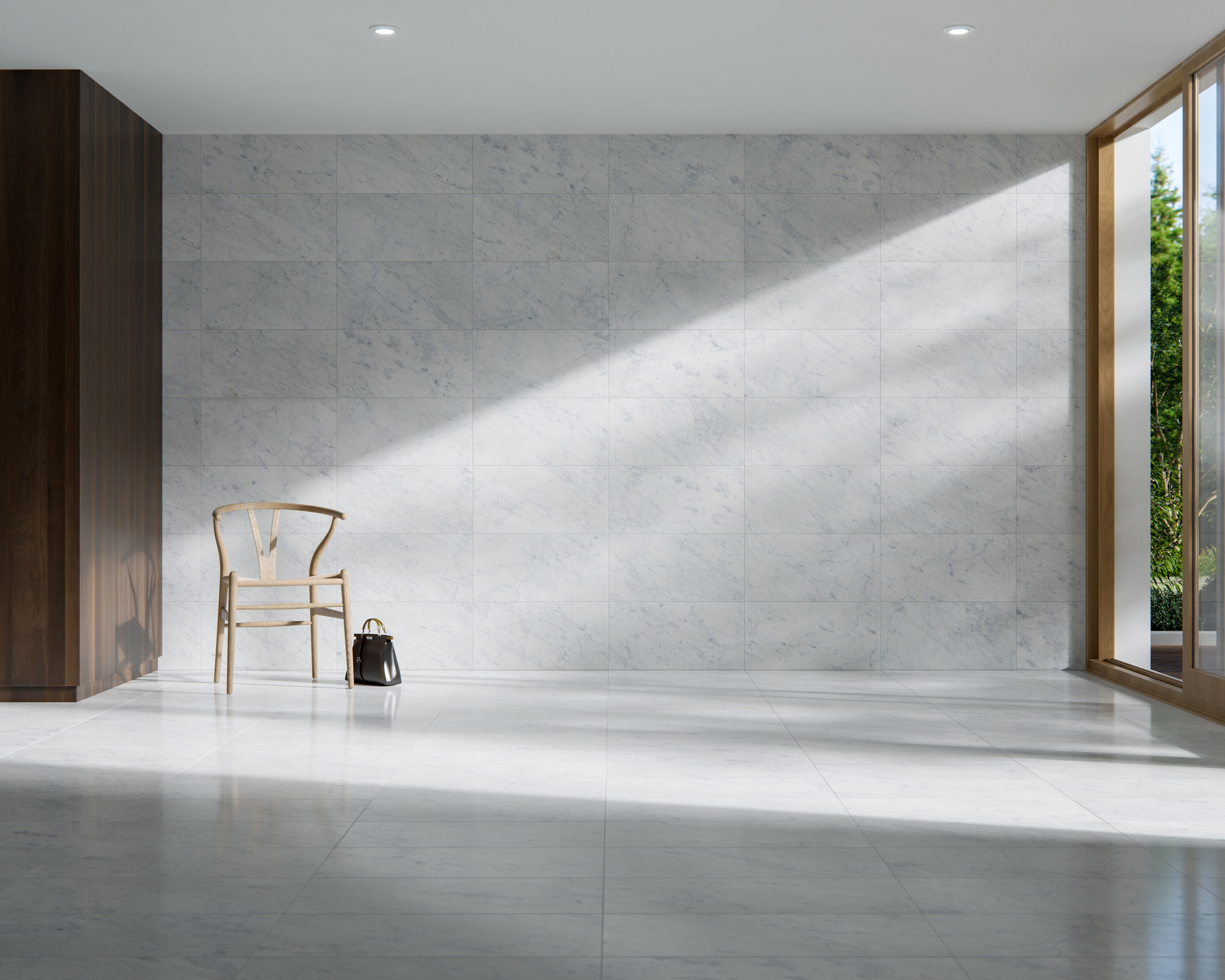 Carrara marble indoor tile with grey veining