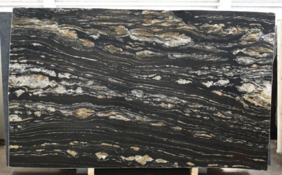 Cambrian Black honed quartzite slab with white gold veining, batch 1672-4Q
