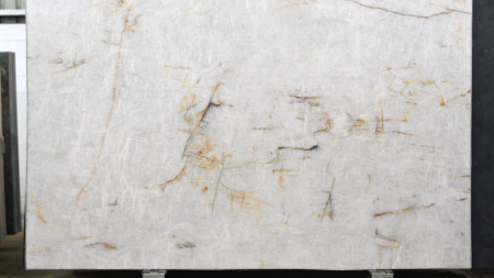 Cristallo White honed quartzite slab with gold rust veining, batch 1676-2Q