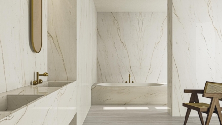 Infinity Calacatta Brasile Porcelain Slabs Bathroom