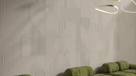 Infinity Ginza Doro Porcelain Slabs Living Wall