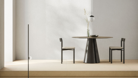 Infinity ARKEON Plaster Sand Porcelain Slabs Dining Area