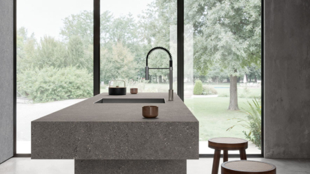 Infinity ARKEON Sandstone Grey Porcelain Slabs Kitchen Island
