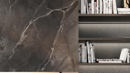 Infinity Andromeda Porcelain Slabs Fireplace