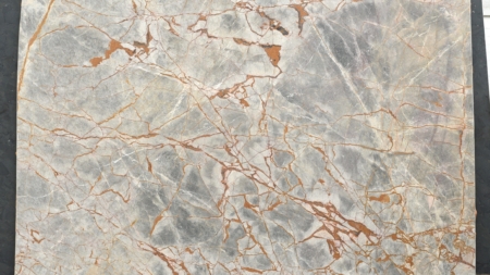 Danube Delta honed grey marble slab with golden veining, batch 1701-4M