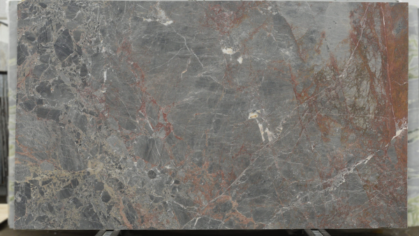 Viola Imperiale Dolomite slab, grey stone with red and ivory veining